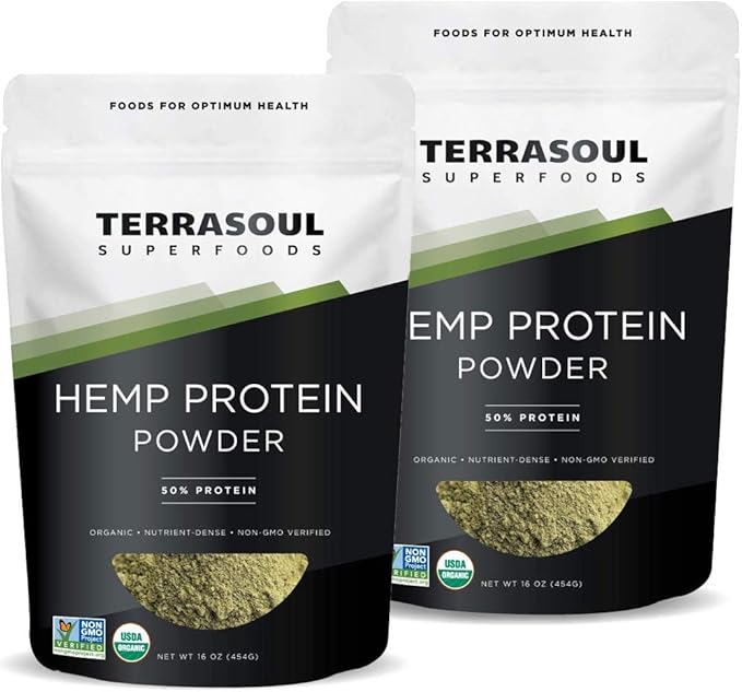 Terrasoul Superfoods Organic Hemp Protein Powder (50% Protein) 2 Pounds