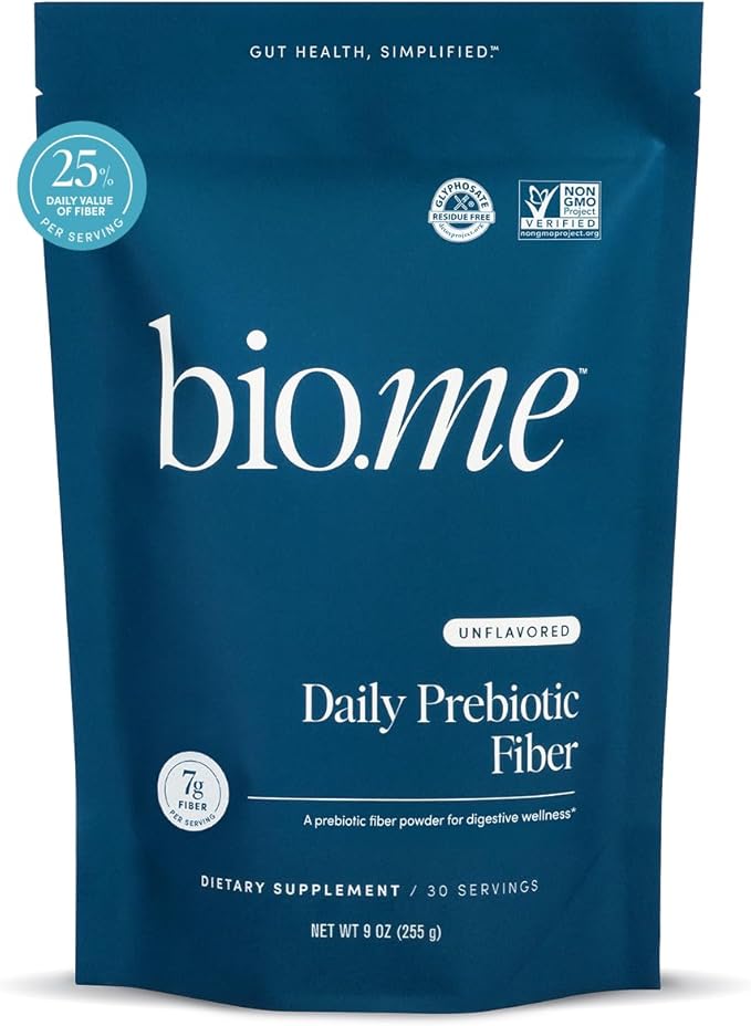 Bio.me Daily Prebiotic Fiber Powder Unflavored - 7g Per Serving - Soluble &amp Insoluble Fiber Supplement Powder for Women &amp Men - Digestive Health &amp Gut Health - GLP-1 Friendly Sugar Free -