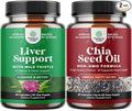 Bundle of Milk Thistle Liver Support Supplement with Dandelion Root Artichoke Extract Choline and Chia Seed Oil Extract Capsules - Plant Based Omega 3 6 9 for Digestive Immune Support and Heart Health