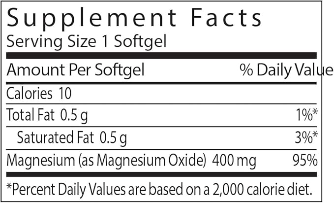 Extra Strength Magnesium 400 mg. Supports Supports Heart† Bone and Nerve Health - 180 Softgels