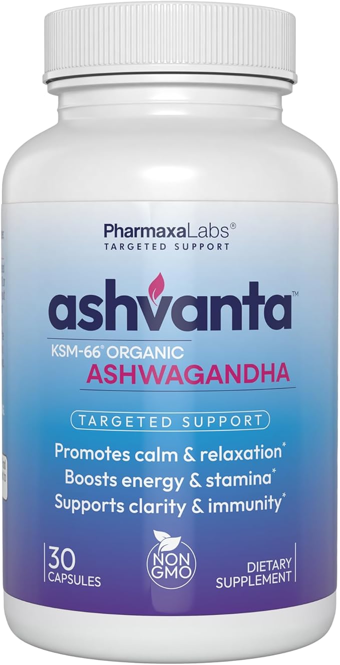 by Pharmaxa Labs – Premium KSM‑66® Ashwagandha Supplement – Supports Calm Mood Mental Clarity Steady Energy Stress Relief &amp Immune Support – 30 Capsules / 30 Day Supply