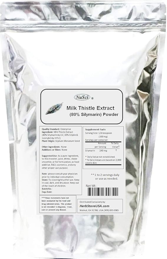 Milk Thistle Extract 80% Silymarin Flavonoids Powder Support Liver (250g (8.8 oz))