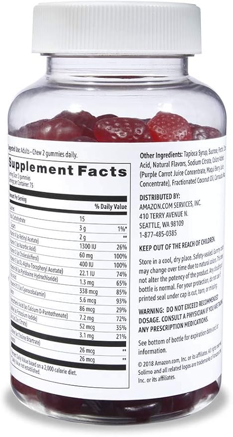 Amazon Basics Adult Multivitamin (150 Gummies) and Amazon Basics Fiber Gummies (90 Gummies)