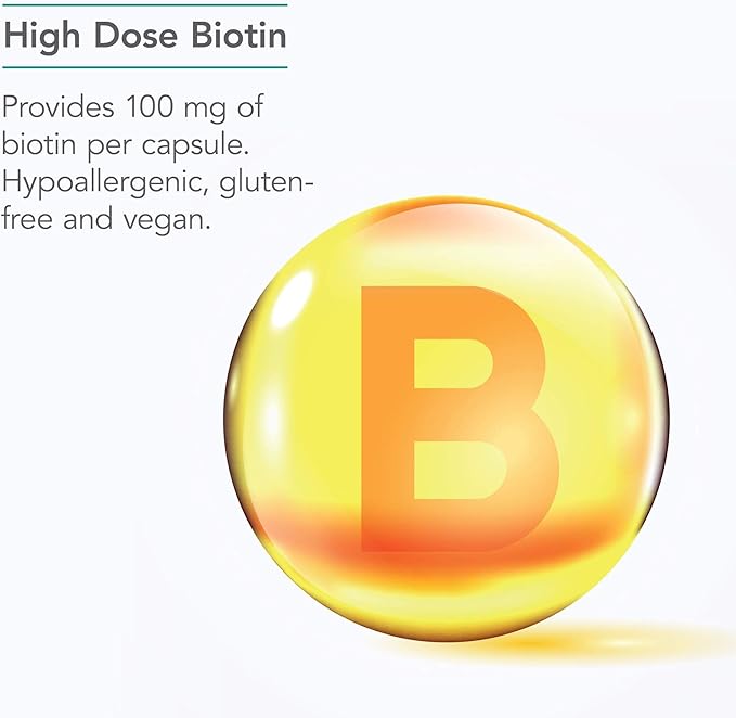Nutricology HiBiotin Supplement - 100000mcg Biotin Vegetarian Capsules Hypoallergenic Gluten Free - 90 Count