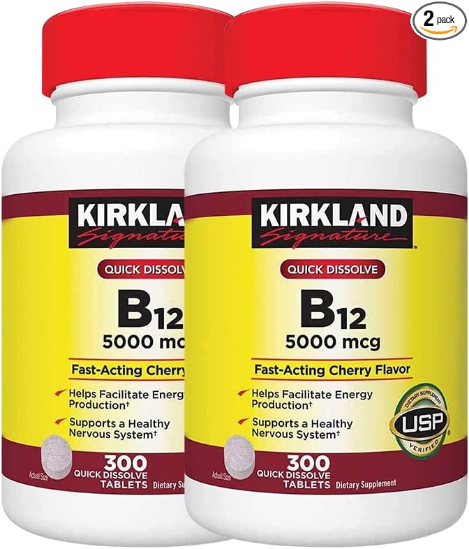 Kirkland Signature B-12 5000 mcg 300 Tablets (2 Pack)