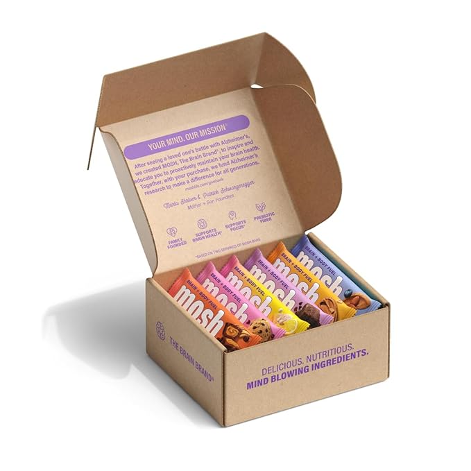 MOSH Variety Pack Keto Protein Bars High Fiber Low Carb Gluten Free High Protein Brain Healthy Snack with Ashwagandha Lion's Mane 15 Count