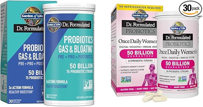 Garden of Life Dr Formulated Once Daily 3-in-1 Complete Prebiotics &amp Dr. Formulated Women's Probiotics Once Daily 16 Strains 50 Billion 30 Capsules