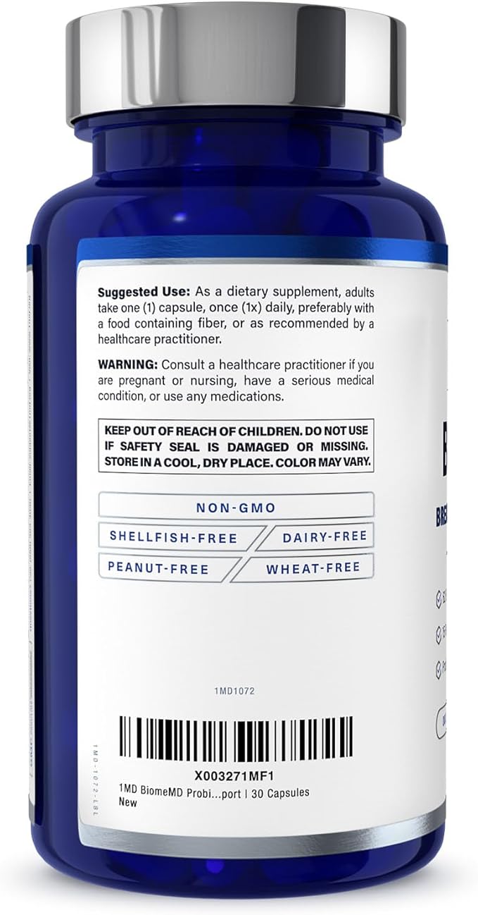 1MD Nutrition BiomeMD Probiotics for Women - Daily Prebiotics and Probiotics for Women - More Than 60 Billion CFUs 15 Strains - Womens Probiotic to Support Urinary &amp Vaginal Health - 30 Capsules