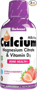 Bluebonnet Nutrition Liquid Calcium Citrate Calcium Citrate Magnesium Citrate Vitamin D3 Gluten Free Soy Free Milk Free Kosher 32 Servings Strawberry Flavor 16 Fl Oz (Pack of 3)