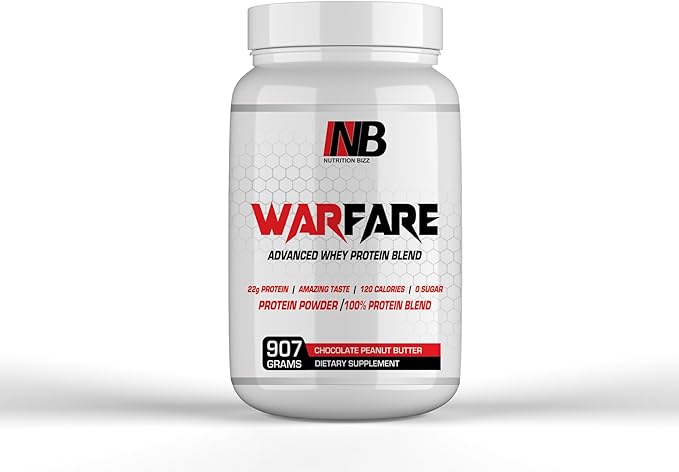 Warfare 2 lbs Advanced Whey Protein Blend 22g Protein per Serving Amazing Flavors (2 lbs Chocolate Peanut Butter)