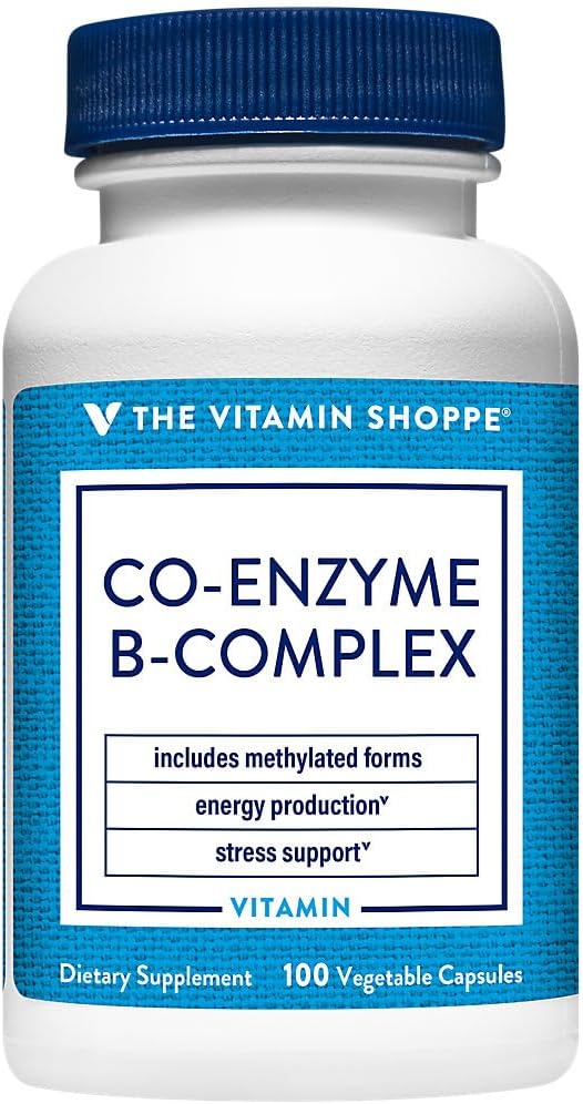 The Vitamin Shoppe Co-Enzyme B-Complex - Activated B Vitamins | Energy &amp Stress Support | 100 Vegetable Capsules | Methylated Forms