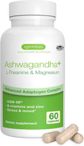 Igennus High Strength Ashwagandha Magnesium &amp L-Theanine Stress Relief Complex KSM-66 Root Extract Adaptogens Boosted with Methylfolate Zinc &amp Biotin Clean Label 60 Fast Acting Capsules
