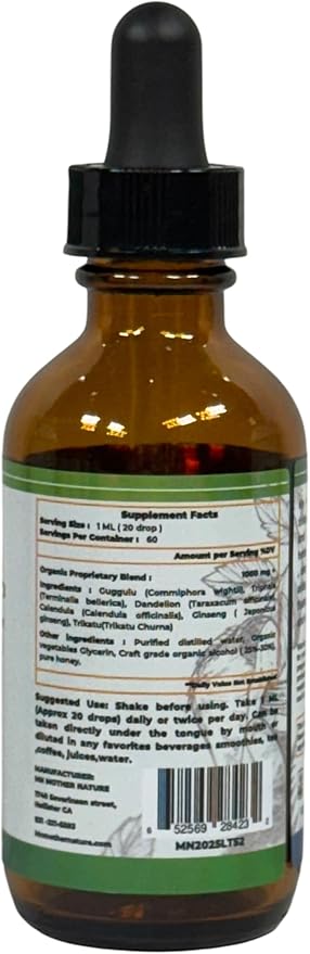 Mother Nature Natufit Detoxifies (Commiphora wightii) Mushrooms &amp Herbs Liquid Extract - 1000mg - 2 oz - Made in USA