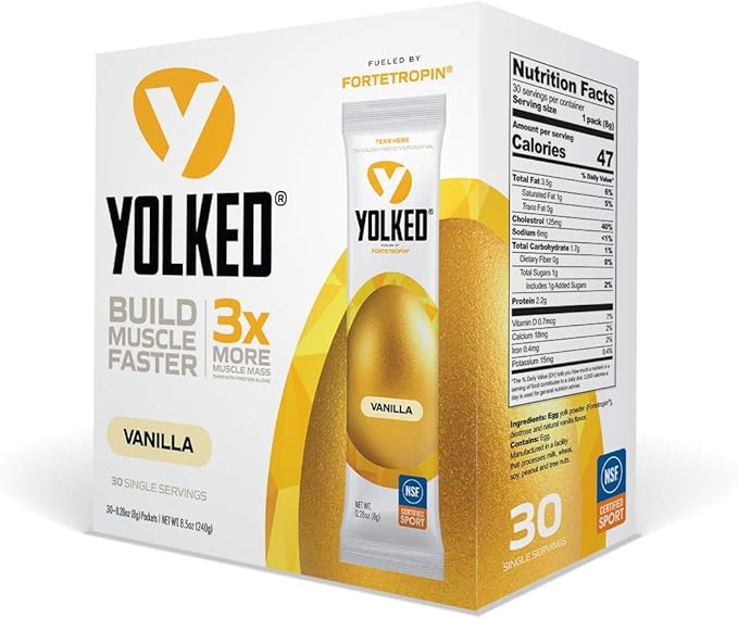 YOLKED - NSF-Certified Muscle Building Supplement - Help Increase Lean Muscle Reduce Muscle Loss and Improve Recovery with Fortetropin 30 Servings