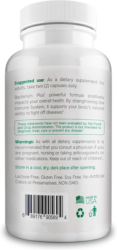 Bacterium Plus Natural Product Immune System Support Patented Formula Original Product - 120 Count - Pack of 2