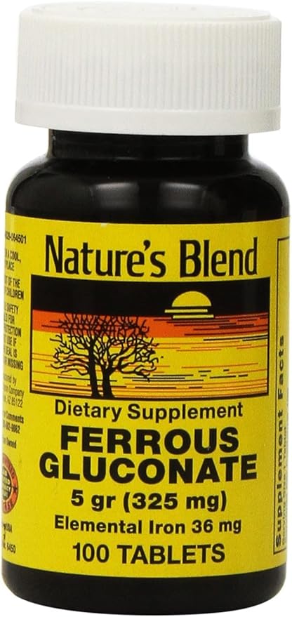 Nature's Blend Ferrous Gluconate 5 gr (324 mg) 100 count - Pack of 3
