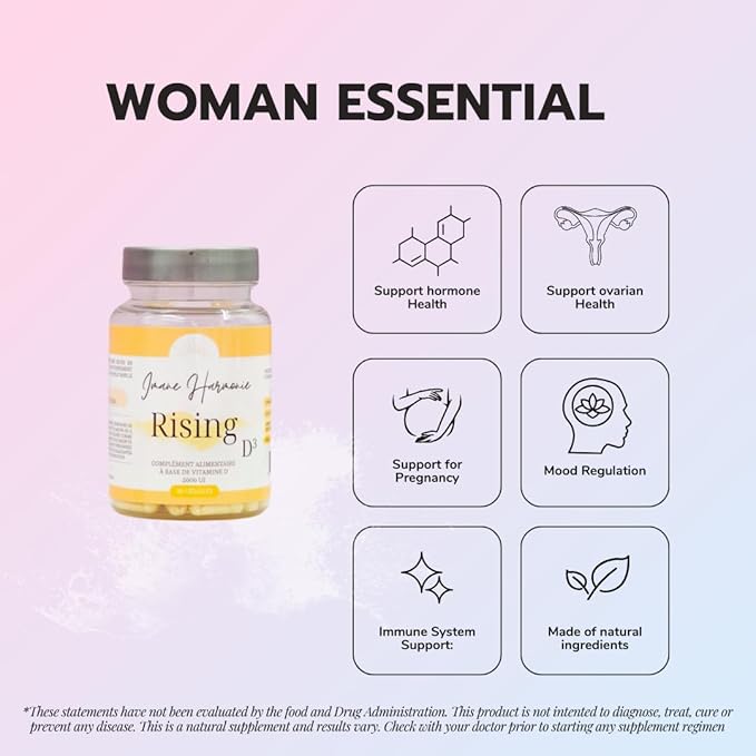 Imane Harmonie Rising D3 - Exclusive 3 Month Food Supplement with Vitamin D3 2000IU - Designed in France - 90 Capsules