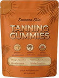 Savanna Skin Tanning Gummies:Antioxidant Beauty Gummies with Beta-Carotene &amp Lycopene for a Healthy Sun-Kissed Look – 60 Daily Beauty Gummies