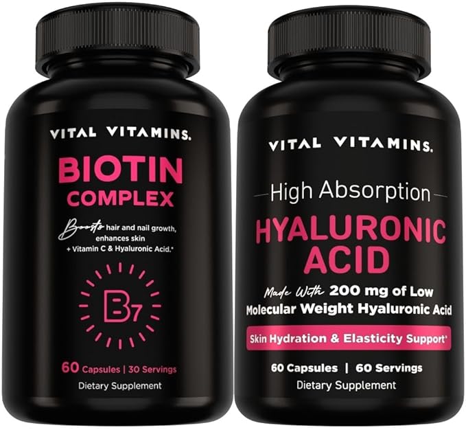 Vital Vitamins Biotin Complex 60 ct + Hyaluronic Acid Capsules 60 ct