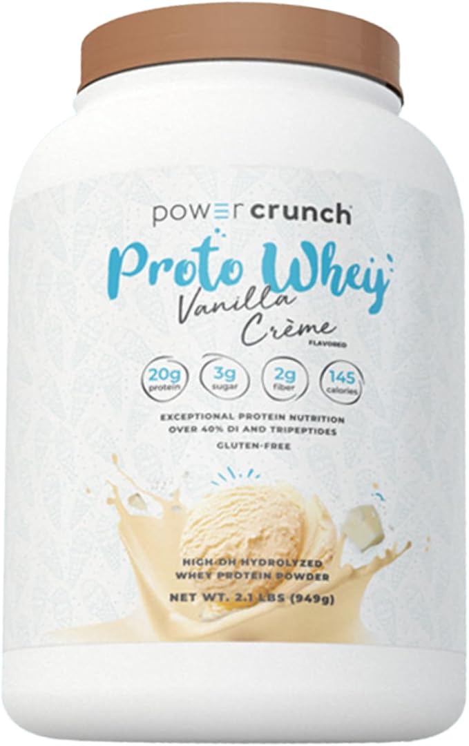Power Crunch Proto Whey Vanilla Crème Protein Powder 20g Protein 26 Servings 1 Container of 2.1 LBS (949 g)