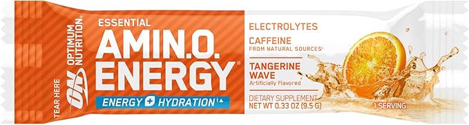 Optimum Nutrition Amino Energy Hydration Packets On-The-Go Energy Powder Stick Packs Tangerine Wave 25 Count