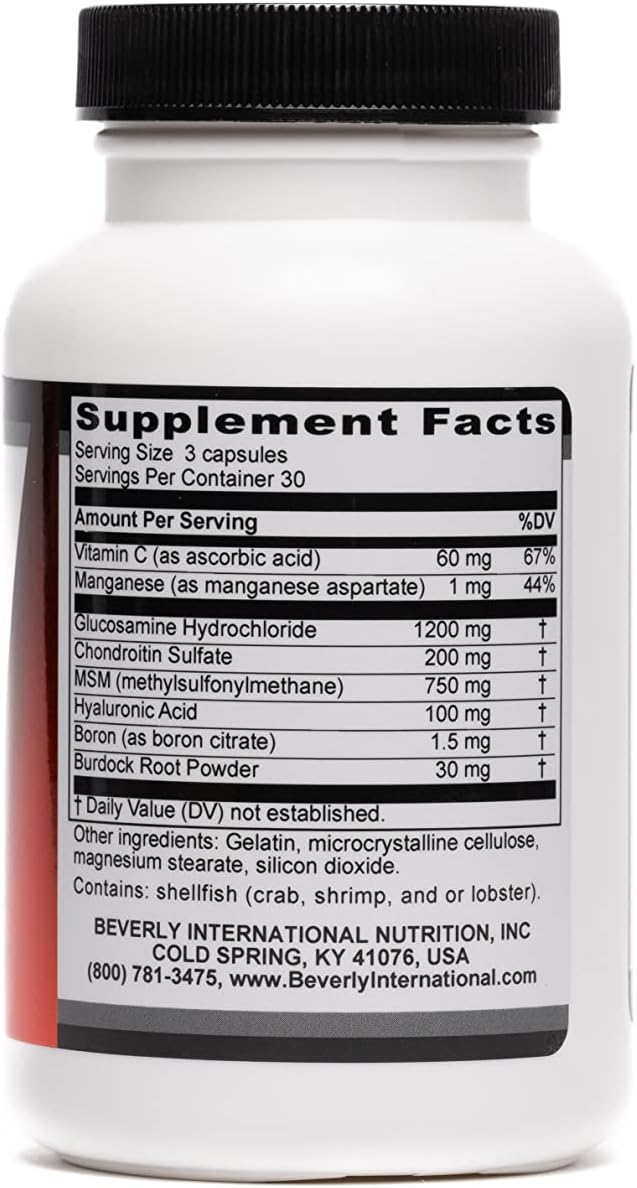 Beverly International Joint Care 90 Capsules. All Over Joint Support. 3-Stage Formula with Glucosamine Chondroitin MSM Hyaluronic Acid. Supports Joint Comfort Mobility &amp Active Lifestyles.