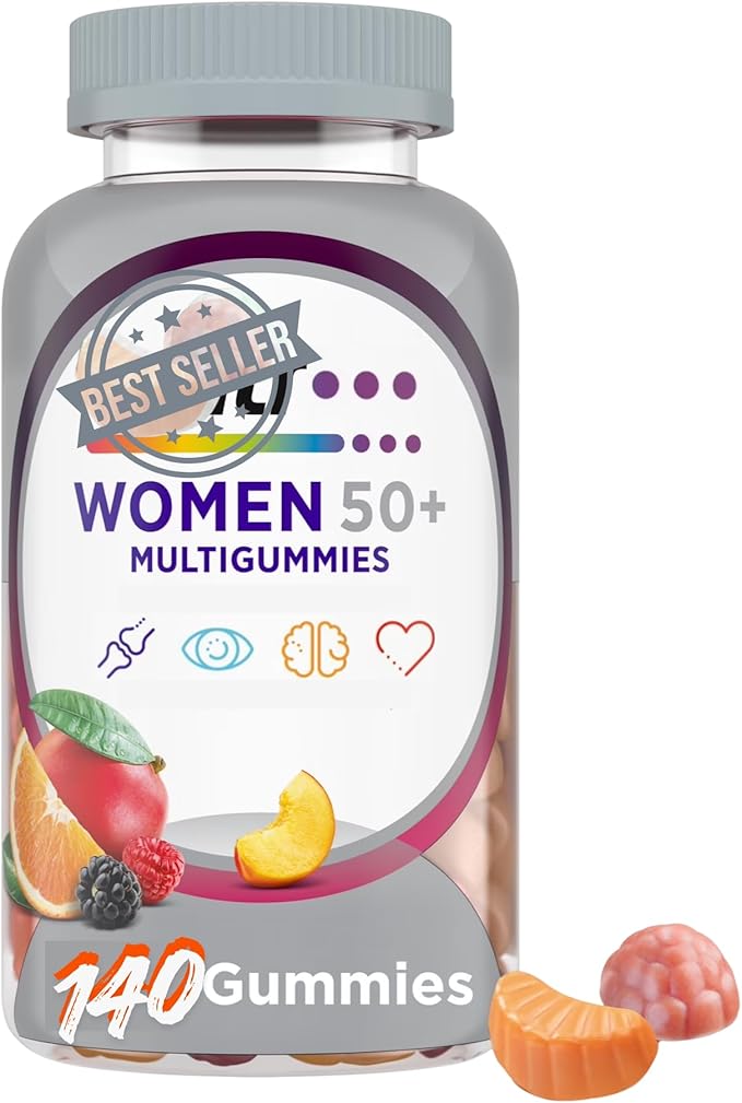 MultiGummies for Women 50 Plus Multivitamin/Multimineral Supplement with Vitamins D3 E B6 and B12 Assorted Fruit Flavor 140 Count