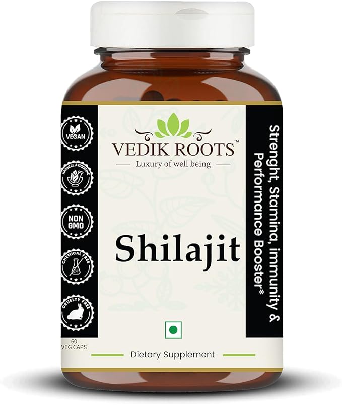 Shilajit Capsules for Men &amp Women | Pure &amp Natural Himalayan Shilajit | 60 Capsules