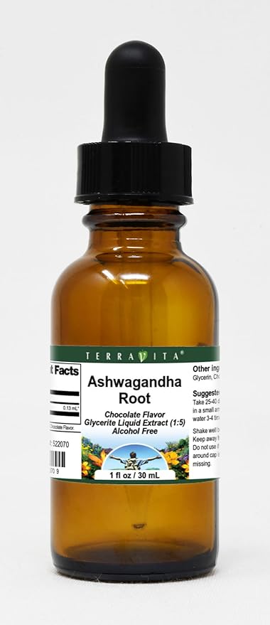 Terravita Ashwagandha Root Glycerite Liquid Extract (1:5) - Chocolate Flavored (1 oz ZIN: 522070)