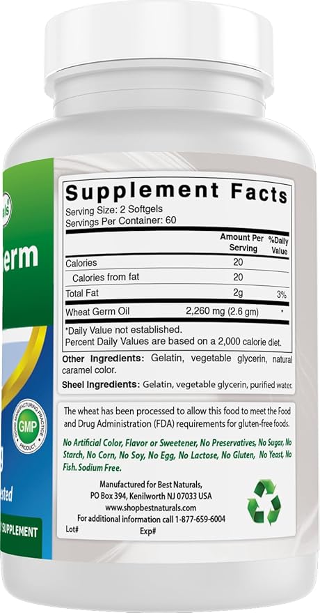 Best Naturals Wheat Germ Oil 1130 mg 120 Softgels (Pack of 2)