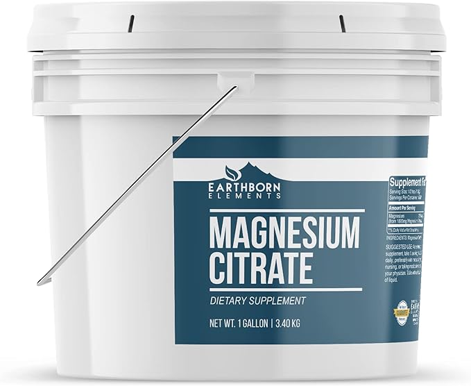 Earthborn Elements Magnesium Citrate 1 Gallon Bucket Oral Supplement No Additives or Fillers (7.5 Pound)