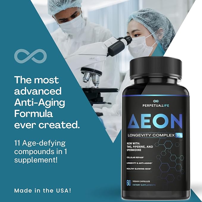 AEON Liposomal NAD+ Longevity Complex with NAD+ NR Resveratrol Quercetin Fisetin L Theanine TMG EGCG Spermidine Astragalus Anti-Aging Supplement Vegan 60 Capsules