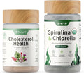 Snap Supplements Cholesterol Health + Organic Spirulina and Chlorella Bundle 60 + 120 Vegetarian Capsules