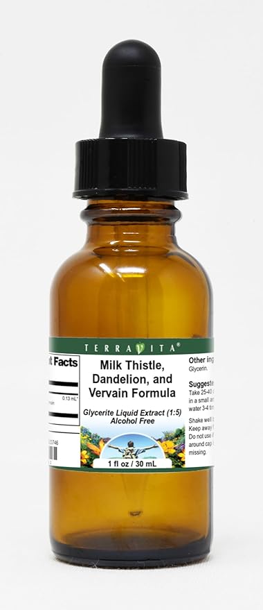 Terravita Milk Thistle Dandelion and Vervain Formula Glycerite Liquid Extract (1:5) - No Flavor (1 oz ZIN: 523746)