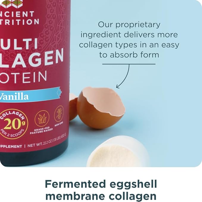 Ancient Nutrition Multi Collagen Capsules 90 Count + Multi Collagen Protein Powder Vanilla 60 Servings