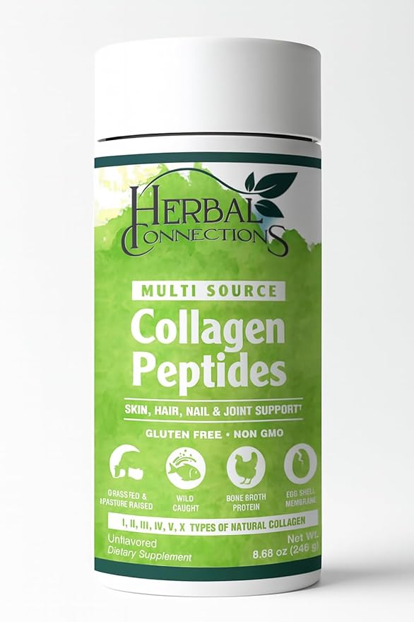 Collagen Peptides Powder - 10g Types I II III IV V X Collagen + Probiotic &amp Enzymes for Hair Skin Joint &amp Gut Support | Grass-Fed BovineWild-Caught FishChicken Bone BrothEggshell | Unflavor