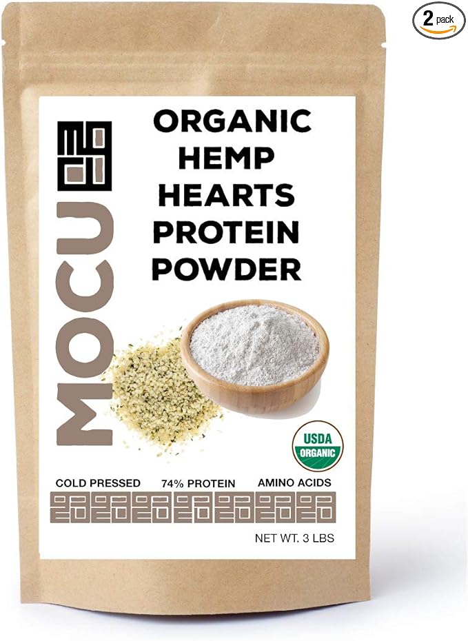 Sioditin MOCU Organic Hemp Heart Protein Powder-74% | 22 Grams Protein Per Serving I Cold Processed &amp Stored | Made from The Hemp Heart | (6 LBS (2 X 3 LB Bags)