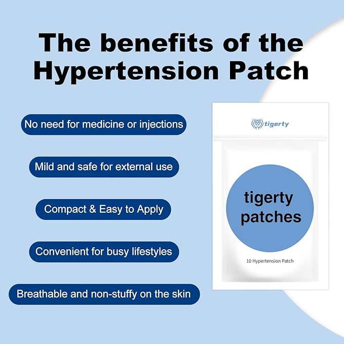 tigerty Herbal Transdermal Hypertension Patches Lowers Blood Pressure 10 Patches 100% Natural Improvement Sleep Relief Headaches