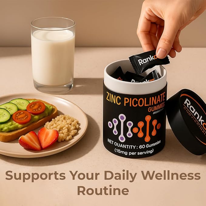 Zinc Gummies - Zinc Picolinate 15mg Highly Absorbable Supplement for Men and Women 60 Gummies