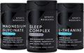 Sports Research De-Stress &amp Sleep Bundle - Melatonin-Free Sleep Complex Double Strength L-Theanine Supplement and 160 mg Chelated Magnesium Glycinate for Focus Relaxation &amp Sleep Support