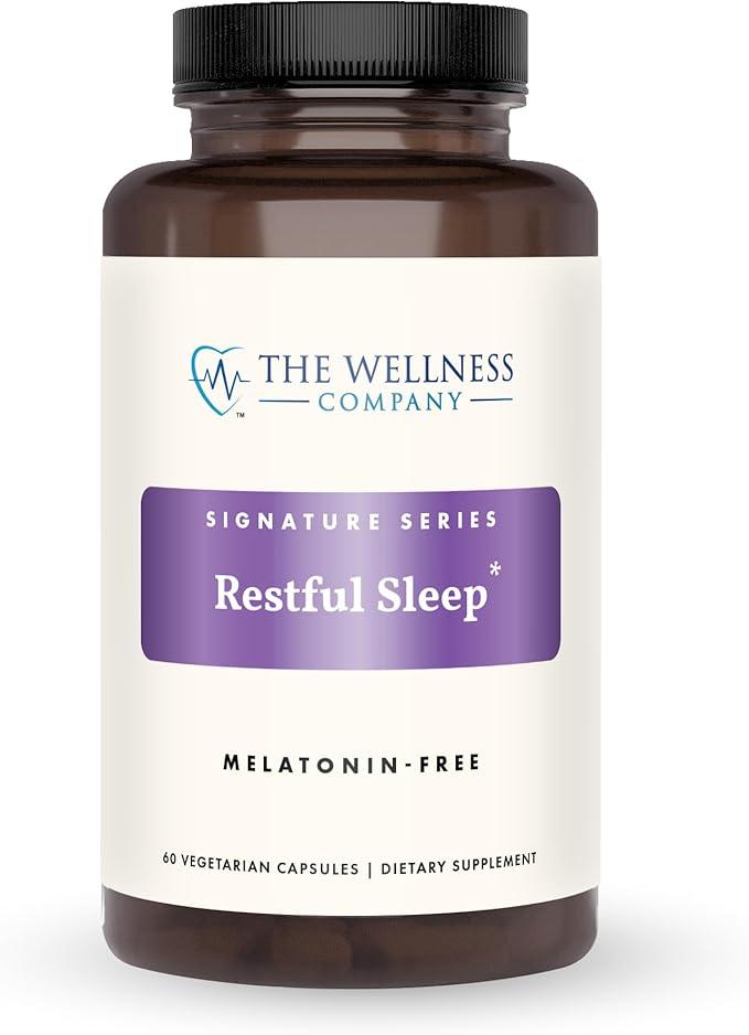 The Wellness Company Restful Sleep - Melatonin-Free Deep Sleep REM Support Non-Habit Forming - Kava Rafuma Leaf Ashwagandha &amp Valerian Root | 60ct (1 Month Supply)