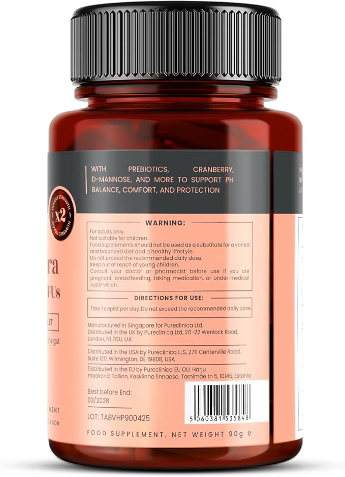 Veev Intimate Flora – Vaginal &amp Gut Microbiome Support – 50 Billion CFU Probiotics with Prebiotics Cranberry D-Mannose &amp Hyaluronic Acid – 180 Caplets (2 x 90) – 6-Month Supply