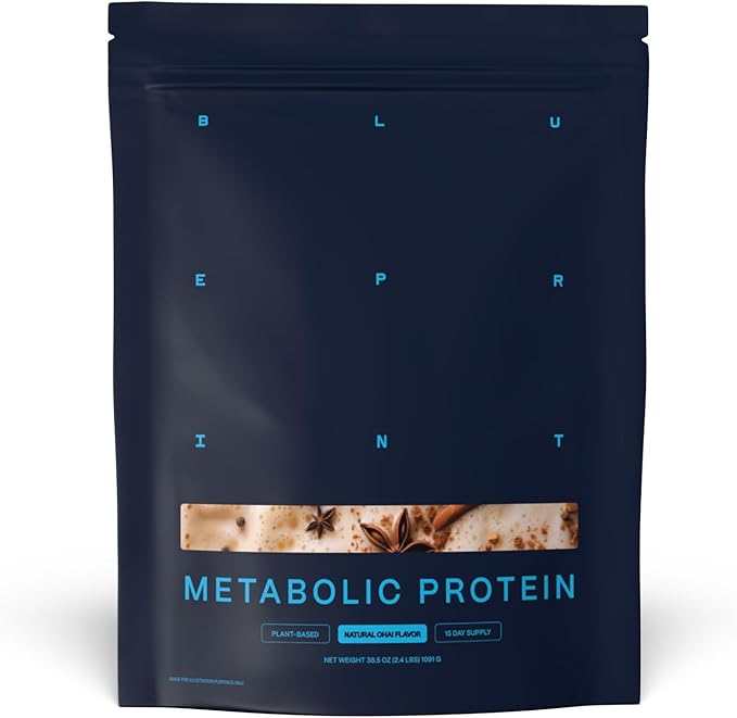 Blueprint Bryan Johnson Vegan Protein Meal Replacement – Plant Based Hemp Protein with 27g Protein Per Serving – Low Calorie Chai Flavored Protein for Women &amp Men – Dairy Free– 15 Servings