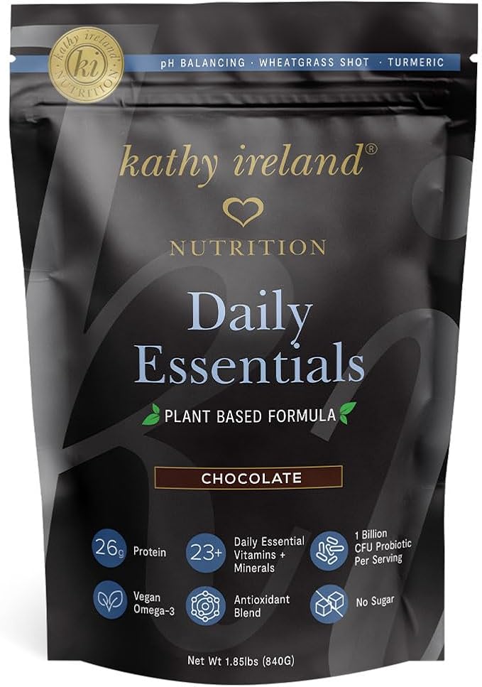Kathy Ireland Nutrition Daily Essentials Plant-Based Protein Powder for Women 26g Vegan Protein Lean Meal Replacement - Chocolate