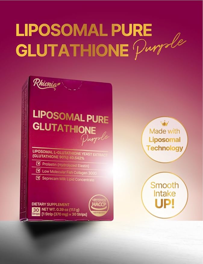 (370mg X 30) Liposomal Pure Glutathione Purple Film Strips/Glutathione 150 mg Supplement 90% Purity
