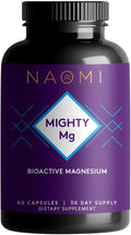 NAOMI Mighty Mg Magnesium Glycinate &amp Malate Complex 360mg High Absorption Formula Elemental Magnesium Supports Heart Health Strong Bones Better Sleep Gluten-Free Non-GMO Vegan 60 Veggie C