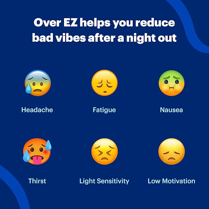 OVER EZ Pre-Drink Supplement - Party Recovery &amp Prevention Pills for a Night Out &amp Better Mornings (12 Capsules) &amp Milk Thistle Amino Acids Vitamin Bs