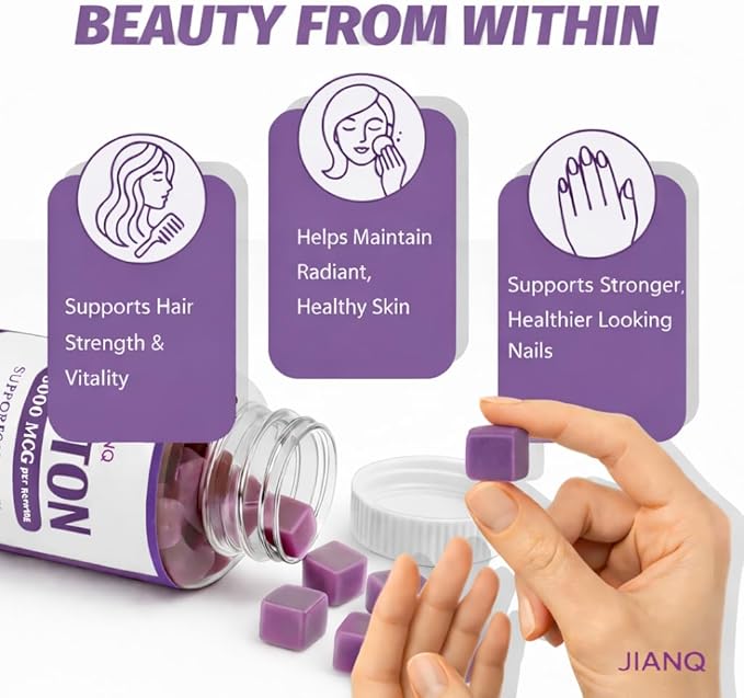 Biotin Gummies for Hair Skin &amp Nails – High Strength 5000 mcg Biotin with Collagen Zinc &amp Vitamin C | Vegan Sugar-Free Non-GMO | Supports Healthy Hair Growth 120 Count
