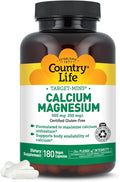 Country Life Target-Mins Calcium Magnesium Complex - 500mg Calcium 250mg Magnesium Gluten-Free Supplement for Bone Health
