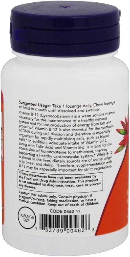 NOW Foods B-12 5000mcg w/FOLIC 60 Tabs (Pack of 6)